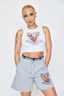 BROKEN PROMISES Batwing Banded Sweatshort Grey