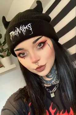 CASH Graveyard Devil Horn Beanie - Black Headwear