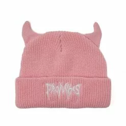 BROKEN PROMISES Headwear Graveyard Devil Horn Beanie - Pink