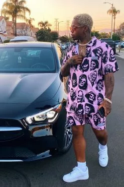 BROKEN PROMISES Reaper Guide Button Up Shirt Pink