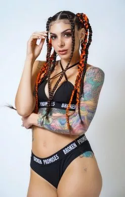 BROKEN PROMISES Lounge Black Cotton Triangle Bra